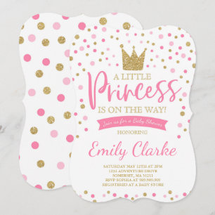 Princess Baby Shower Invitation Pink Gold Shower