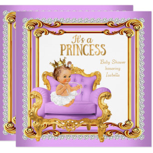 Princess Baby Shower Lilac Pink Gold Chair Invitation