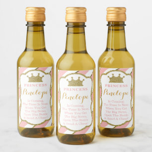 Princess Baby Shower Mini Wine Bottle Labels