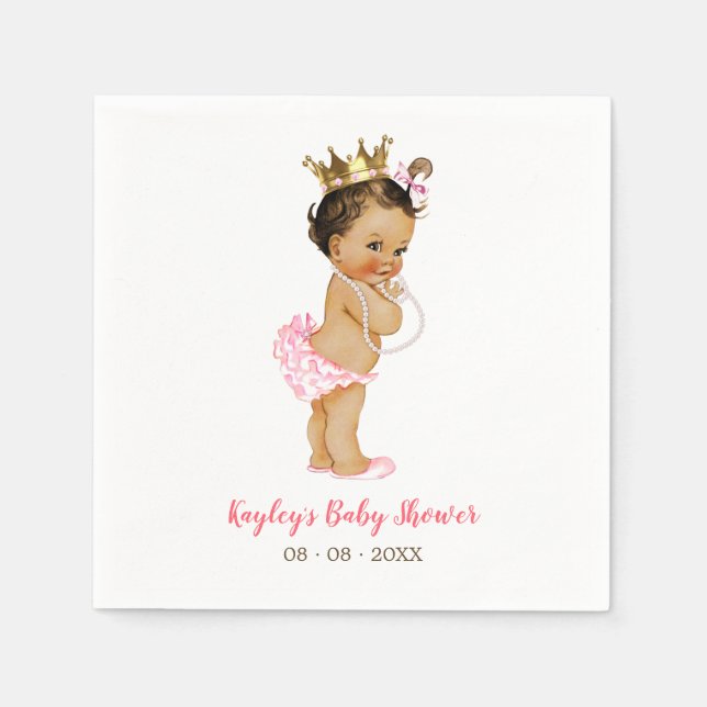 Princess Baby Shower Napkin (Vintage Pink) (Front)