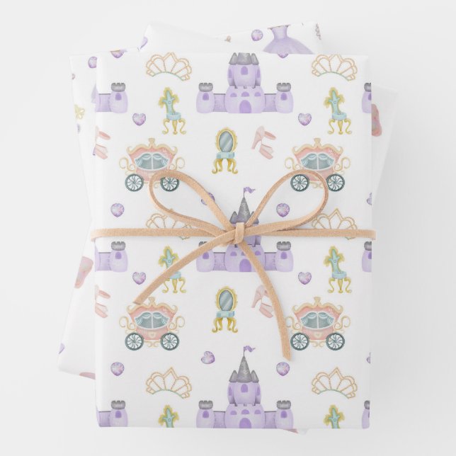 Princess Baby Shower Pattern Wrapping Paper Sheet (In situ)
