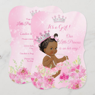 Princess Baby Shower Pink floral Tutu Ethnic Invitation