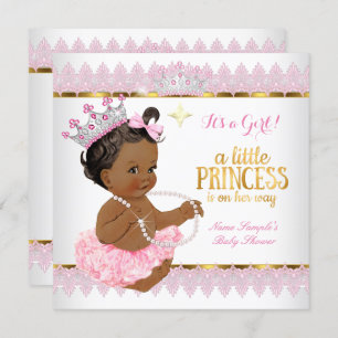 Princess Baby Shower Pink Gold Ethnic Girl Invitation