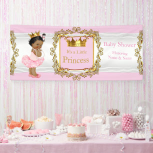 Princess Baby Shower Pink Gold White Ethnic Banner