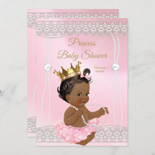 Princess Baby Shower Pink pearl lace Ethnic Invitation