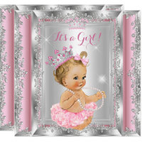 Princess Baby Shower Pink Silver Tutu Blonde