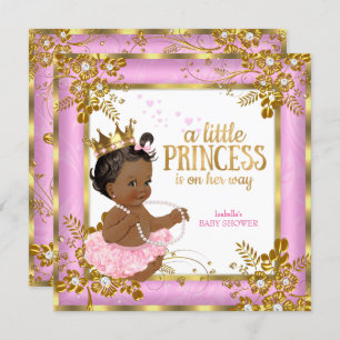 Princess Baby Shower Pink Tutu Floral Ethnic Invitation