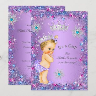 Princess Baby Shower Purple Teal Blue Pink Blonde Invitation
