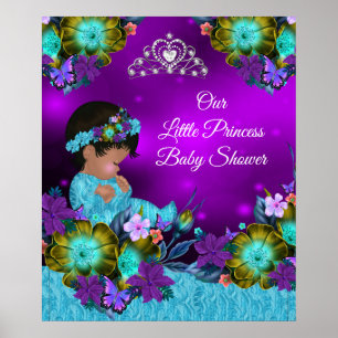Princess Baby Shower Teal Blue Purple Girl 2 Poster