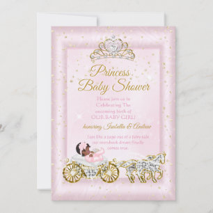 Princess Baby Shower Tiara Pink Carriage Ethnic Invitation