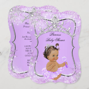 Princess Baby Shower Wonderland Lilac Brunette Invitation