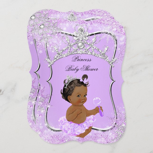 Princess Baby Shower Wonderland Lilac Ethnic Invitation (Front/Back)
