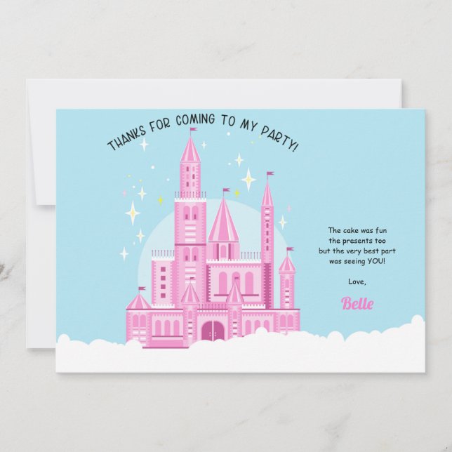 Princess Ball Birthday Party Thank You Card (Front)