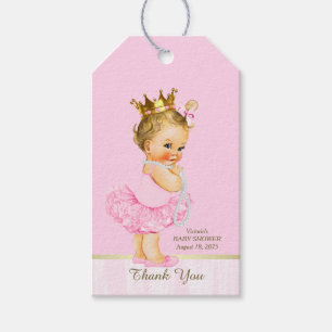 Princess Ballerina Pink Tutu Pearl Baby Shower Gift Tags