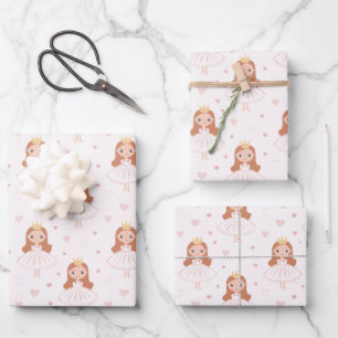 Princess ballet Wrapping Paper Flat Sheet Set of 3