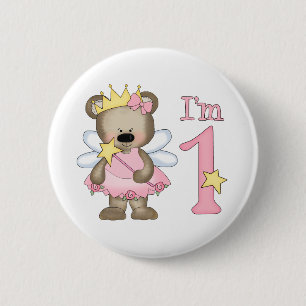 Princess Bear 1st Birthday 6 Cm Round Badge