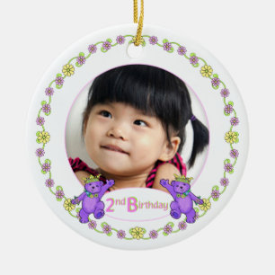 Princess Bears 2nd Birthday Photo Keepsake Ceramic Tree Decoration