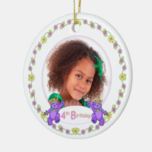 Princess Bears 4th Birthday Photo Keepsake Ceramic Tree Decoration