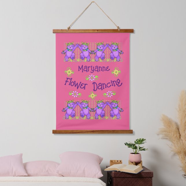 Princess Bears Flower Dancing Hanging Tapestry (Bedroom)