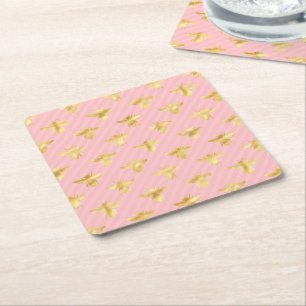 Princess Bee Series Design #7 Square Paper Coaster