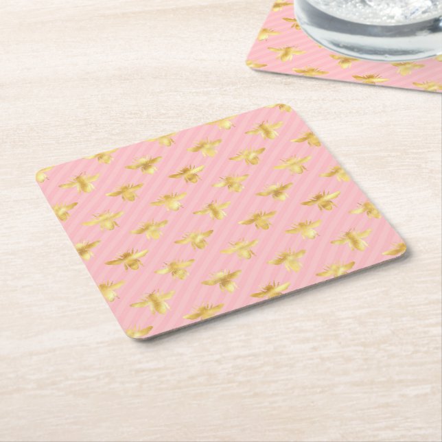 Princess Bee Series Design #7 Square Paper Coaster (Angled)