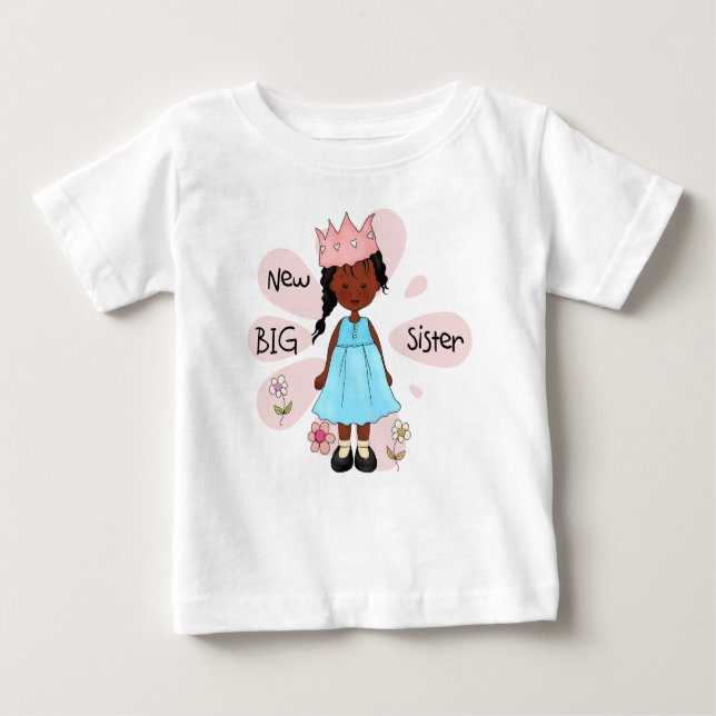 Princess Big Sister African American Baby T-Shirt (Front)