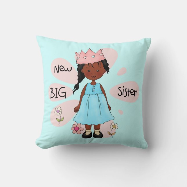 Princess Big Sister African American Cushion (Front)