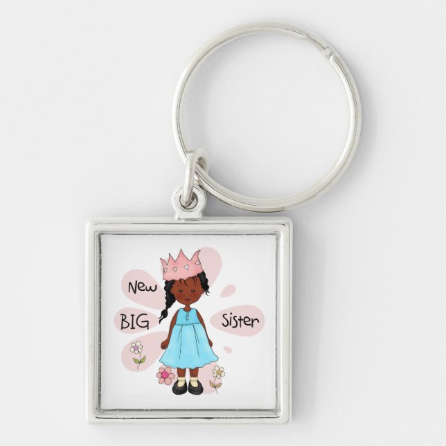 Princess Big Sister African American Key Ring (Front)