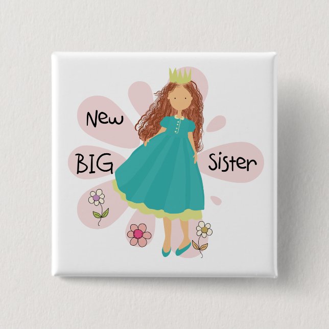 Princess Big Sister Brown Hair 15 Cm Square Badge (Front)