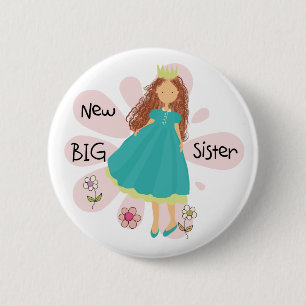Princess Big Sister Brown Hair 6 Cm Round Badge