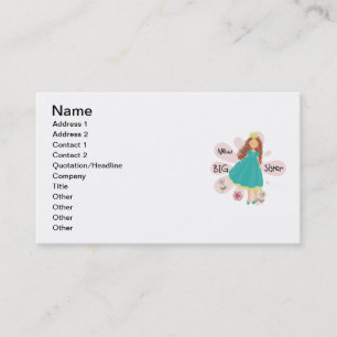 Princess Big Sister Brown Hair Business Card