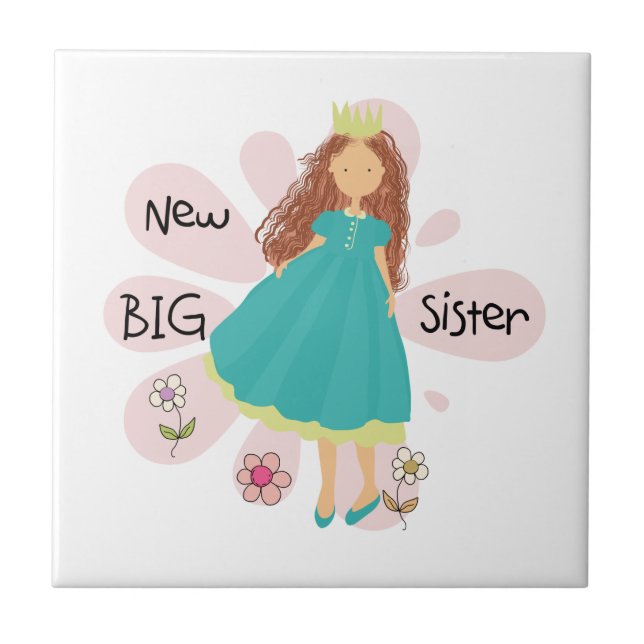 Princess Big Sister Brown Hair Ceramic Tile (Front)