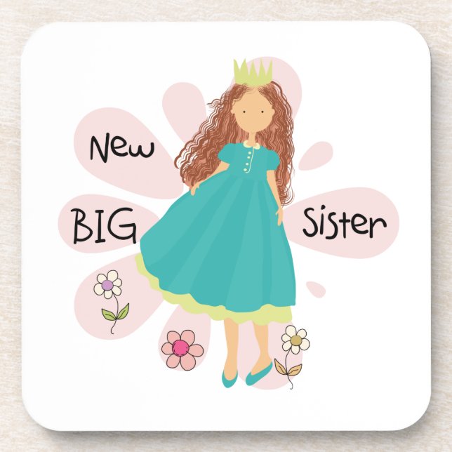 Princess Big Sister Brown Hair Coaster (Front)