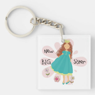 Princess Big Sister Brown Hair Key Ring