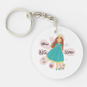 Princess Big Sister Brown Hair Key Ring