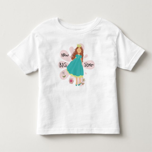 Princess Big Sister Brown Hair Toddler T-Shirt (Front)