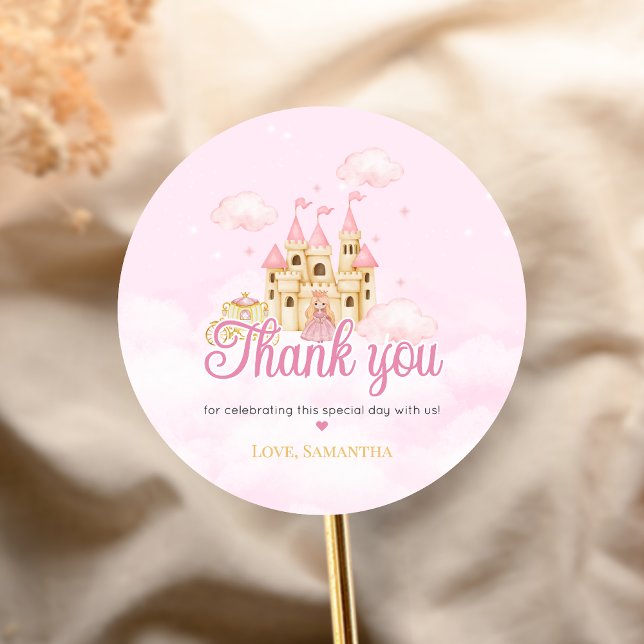 Princess Birthday Classic Round Sticker (Four Ever Princess Birthday Party Sticker)