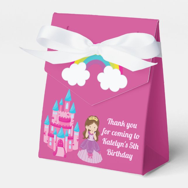 Princess Birthday Cute Custom Pink Party Favour Box (Front Side)