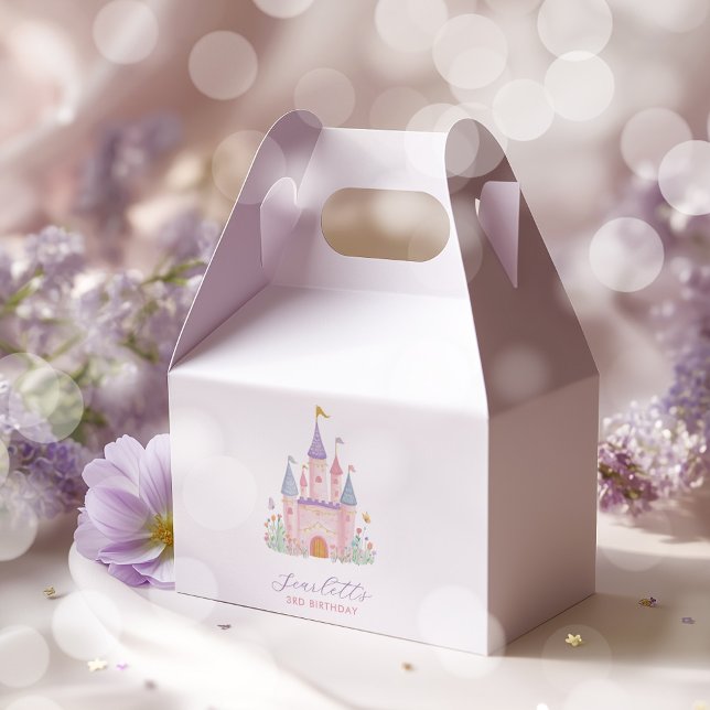 Princess Birthday Enchanted Castle Girls Favour Box (Princess Castle Girls Birthday Party Gable Boxes)