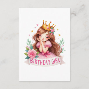 Princess Birthday Girl Crown Enclosure Card
