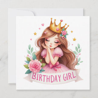 Princess Birthday Girl Crown Invitation