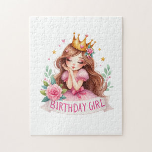 Princess Birthday Girl Crown Jigsaw Puzzle