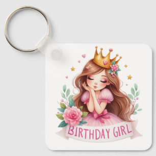 Princess Birthday Girl Crown Key Ring