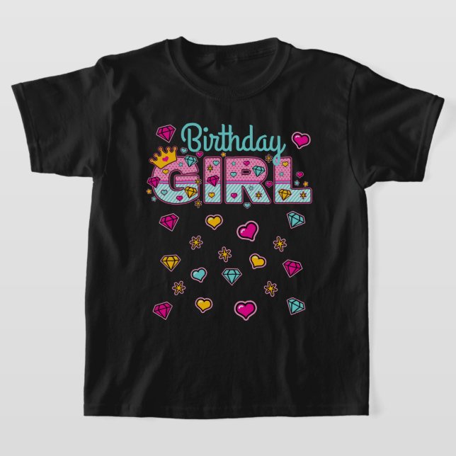 Princess Birthday Girl Crown Number T-Shirt (Laydown)