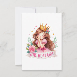 Princess Birthday Girl Crown RSVP Card