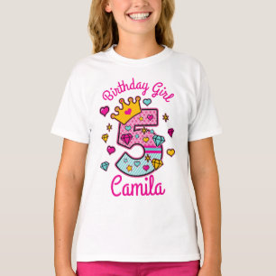 Princess Birthday Girl Fifth Crown Number  T-Shirt