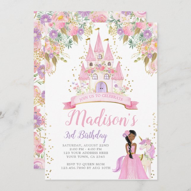 Princess Birthday Invitation (Front/Back)
