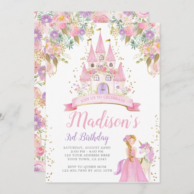 Princess Birthday Invitation (Front/Back)