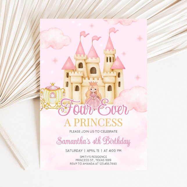 Princess Birthday Invitation (Four Ever Princess Birthday Party Invitation)