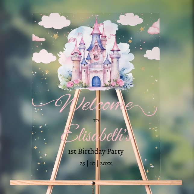 Princess birthday invitation, Little Princess 1st Acrylic Sign (Neutral)